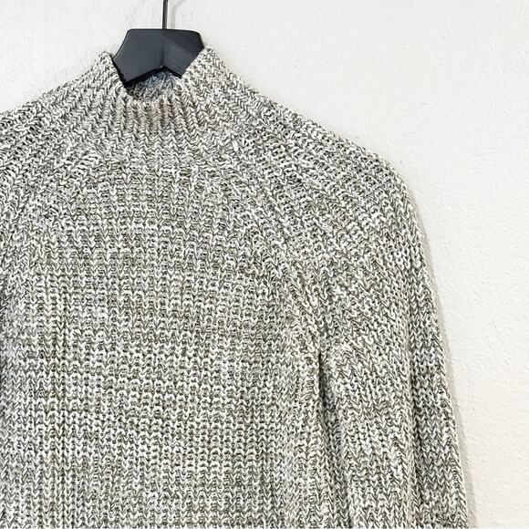 Madewell Sweater Womens Marled Cotton Rolled‎ Mockneck Green Ivory XS NEW - Picture 3 of 8